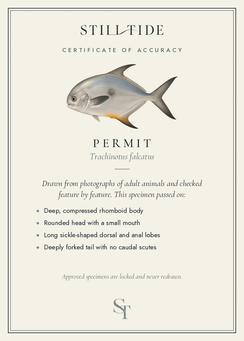 Certificate of accuracy for the Permit, listing each verified feature