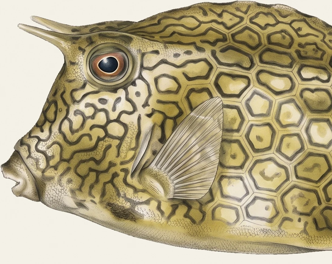 Detail of the Honeycomb Cowfish illustration at full resolution