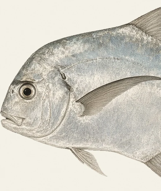 Detail of the African Pompano illustration at full resolution