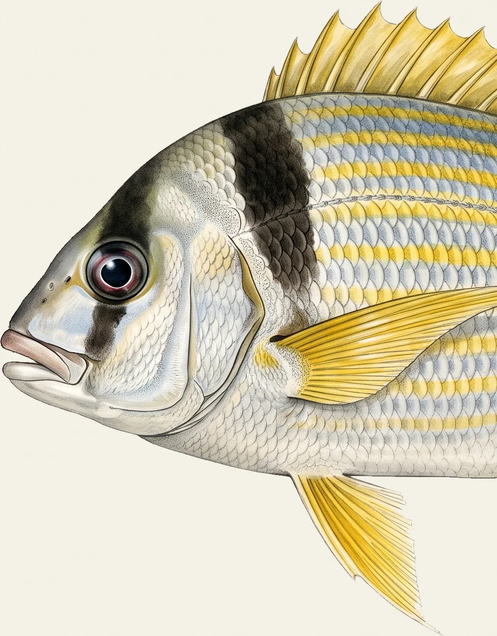 Detail of the Porkfish illustration at full resolution