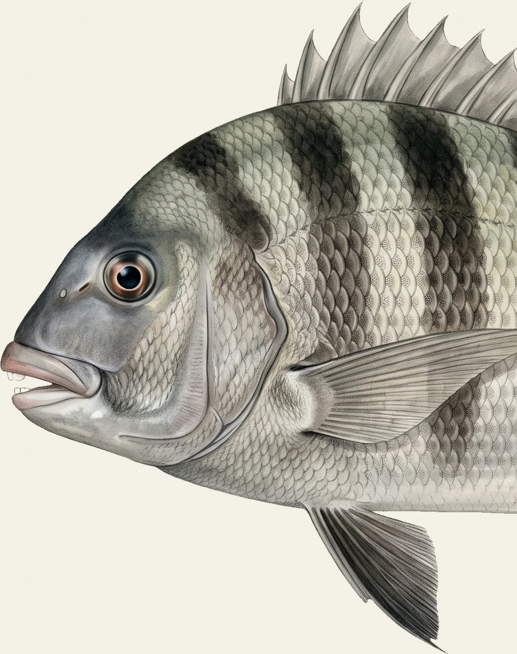 Detail of the Sheepshead illustration at full resolution