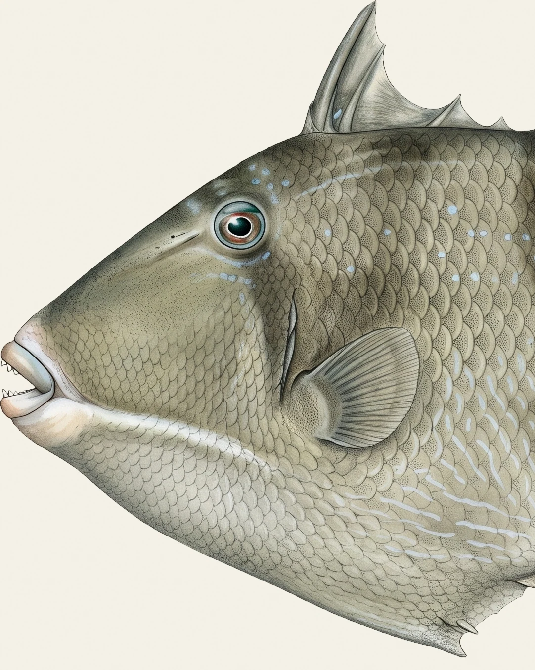 Detail of the Gray Triggerfish illustration at full resolution