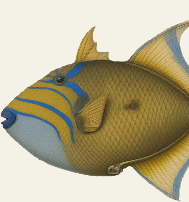 Detail of the Queen Triggerfish illustration at full resolution
