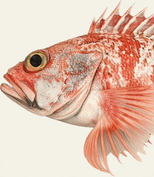 Detail of the Blackbelly Rosefish illustration at full resolution