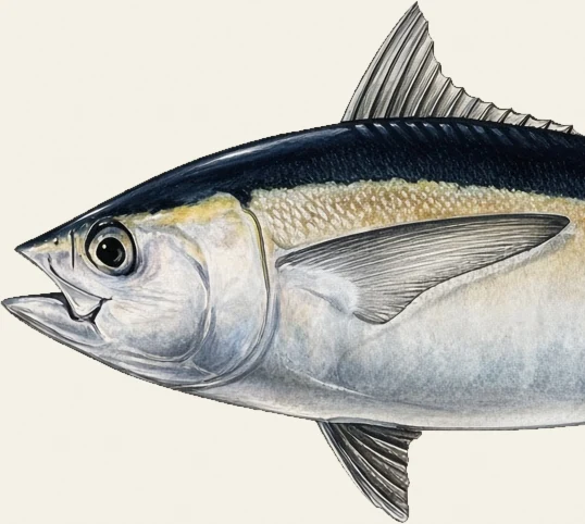 Detail of the Blackfin Tuna illustration at full resolution