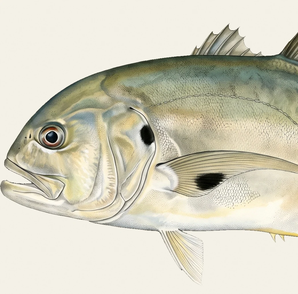 Detail of the Crevalle Jack illustration at full resolution