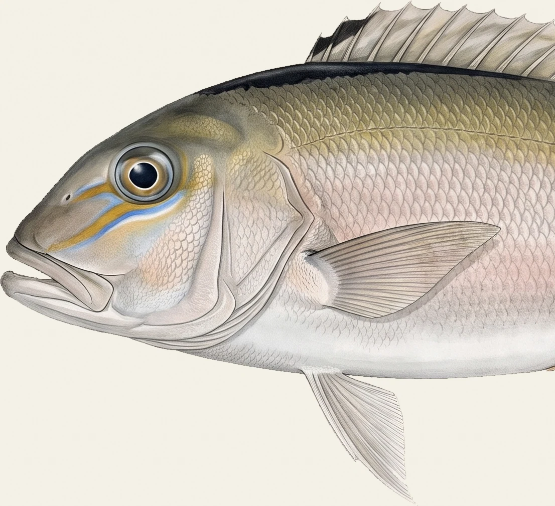Detail of the Blueline Tilefish illustration at full resolution