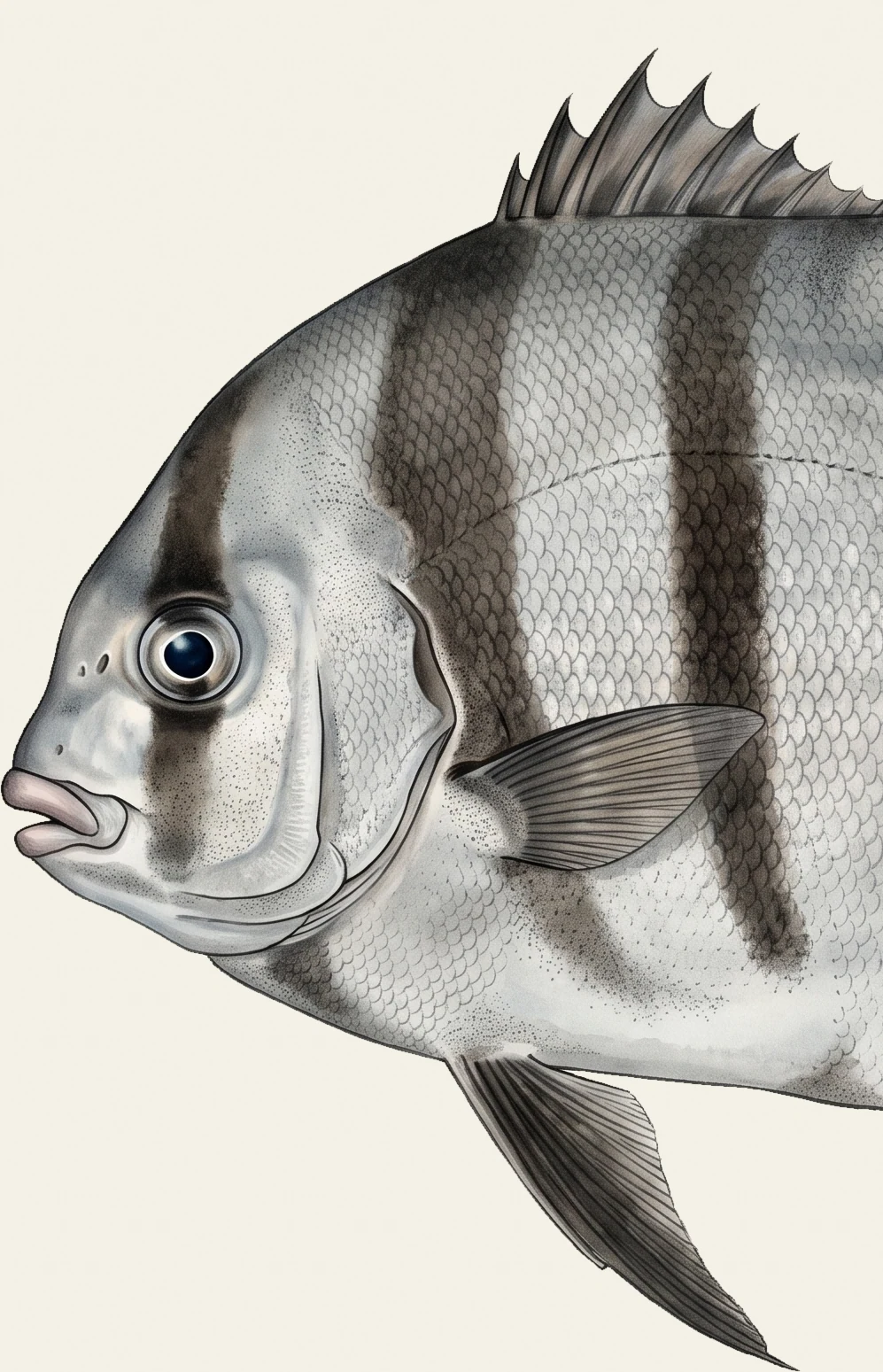 Detail of the Atlantic Spadefish illustration at full resolution