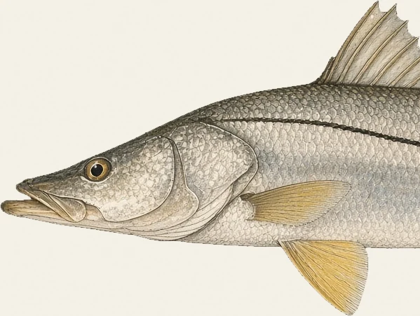Detail of the Common Snook illustration at full resolution