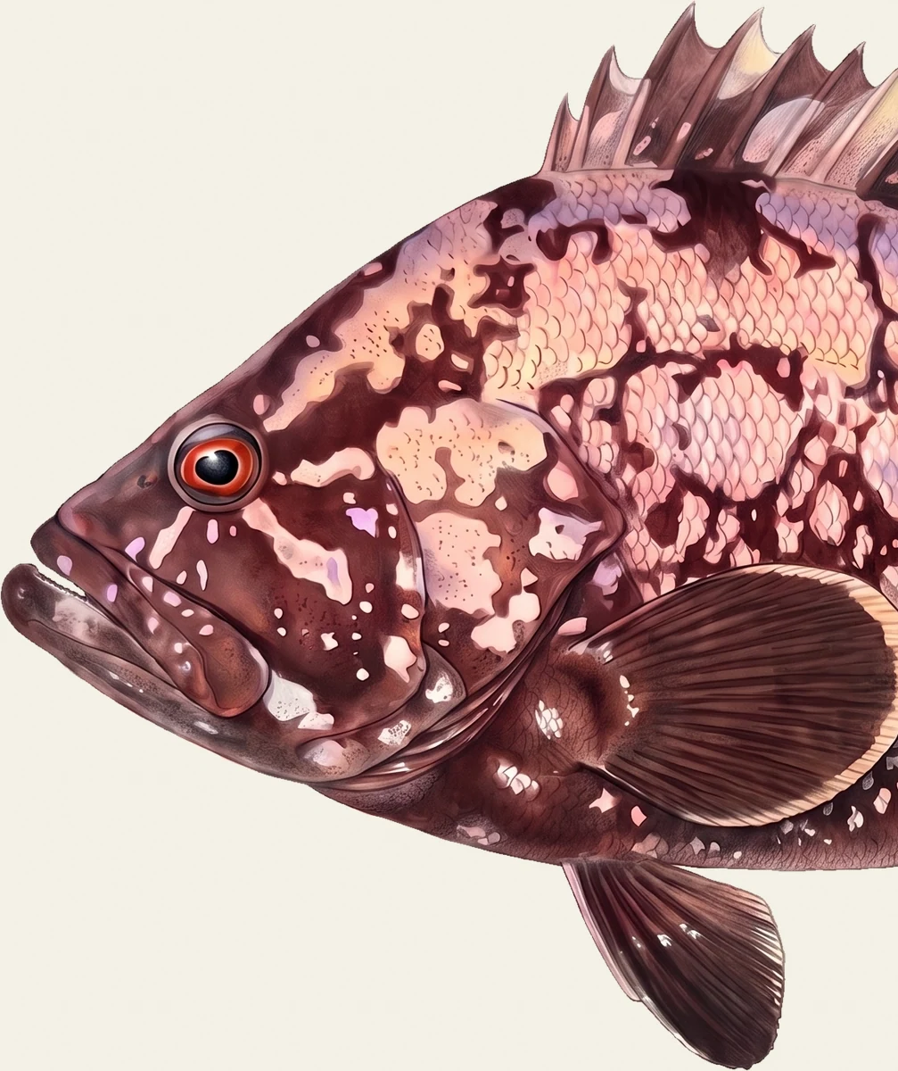 Detail of the Marbled Grouper illustration at full resolution