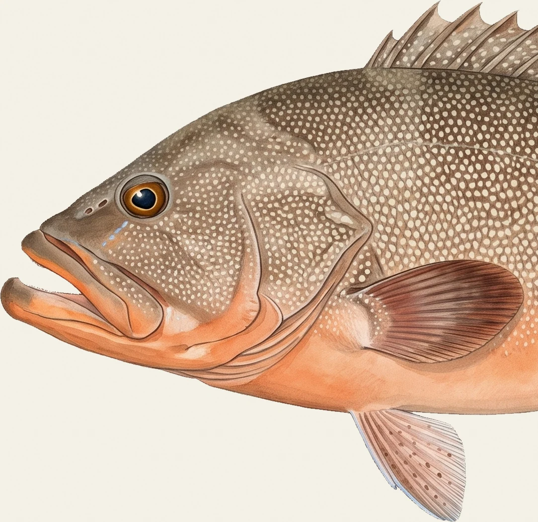 Detail of the Speckled Hind illustration at full resolution