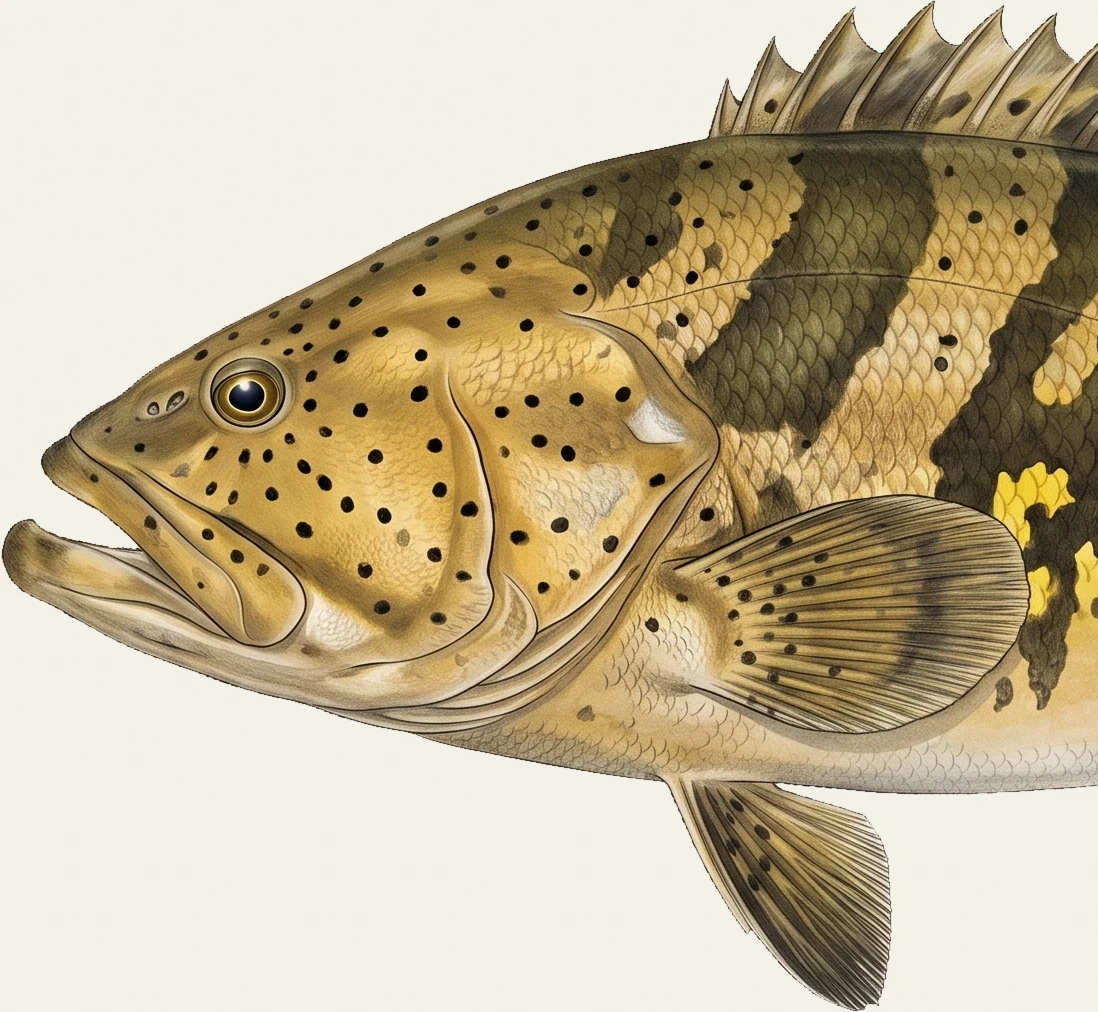 Detail of the Goliath Grouper illustration at full resolution
