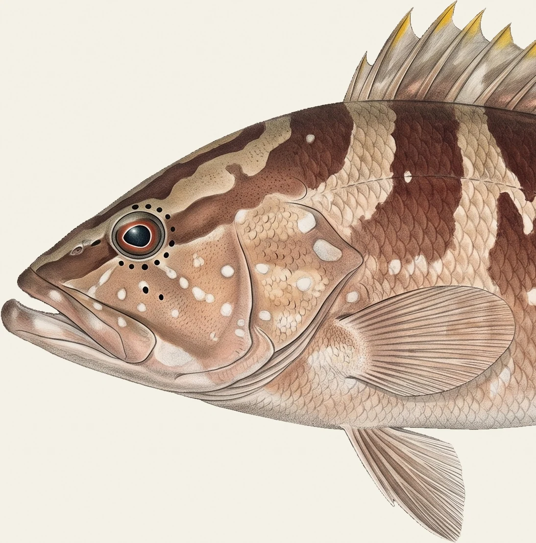 Detail of the Nassau Grouper illustration at full resolution