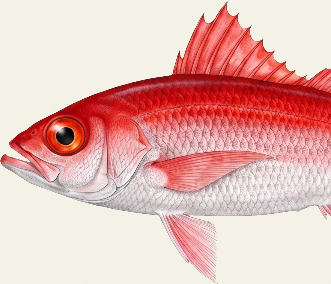Detail of the Queen Snapper illustration at full resolution