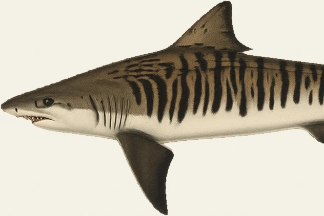 Detail of the Tiger Shark illustration at full resolution