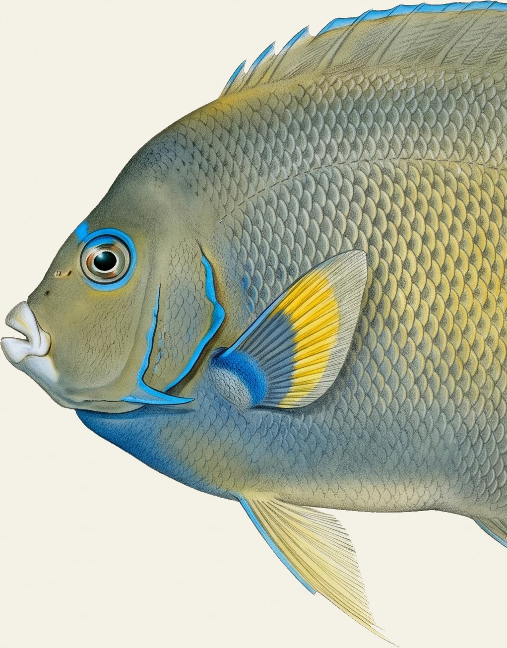 Detail of the Blue Angelfish illustration at full resolution
