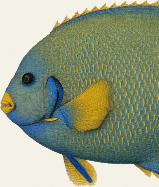 Detail of the Queen Angelfish illustration at full resolution