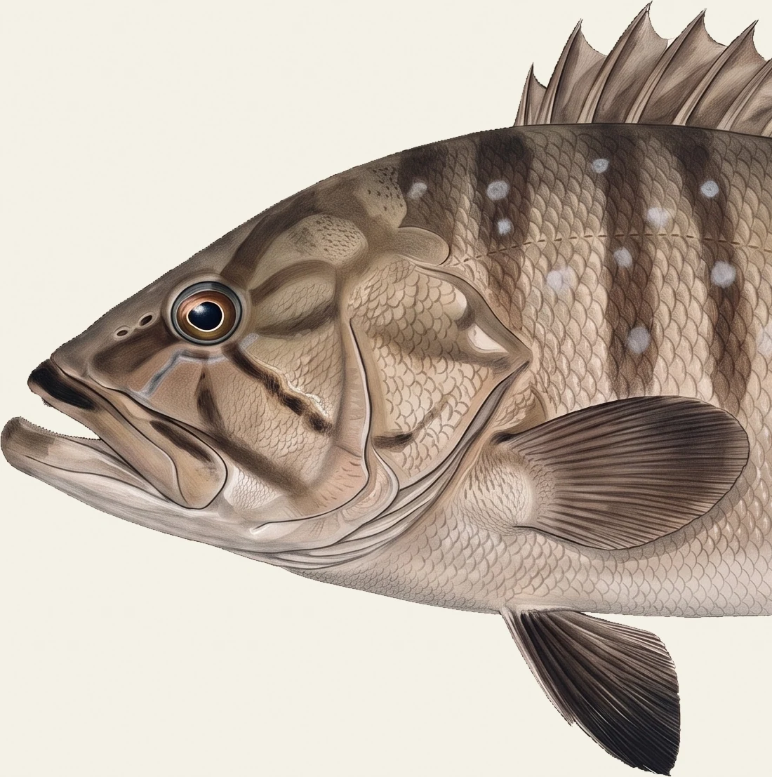 Detail of the Misty Grouper illustration at full resolution