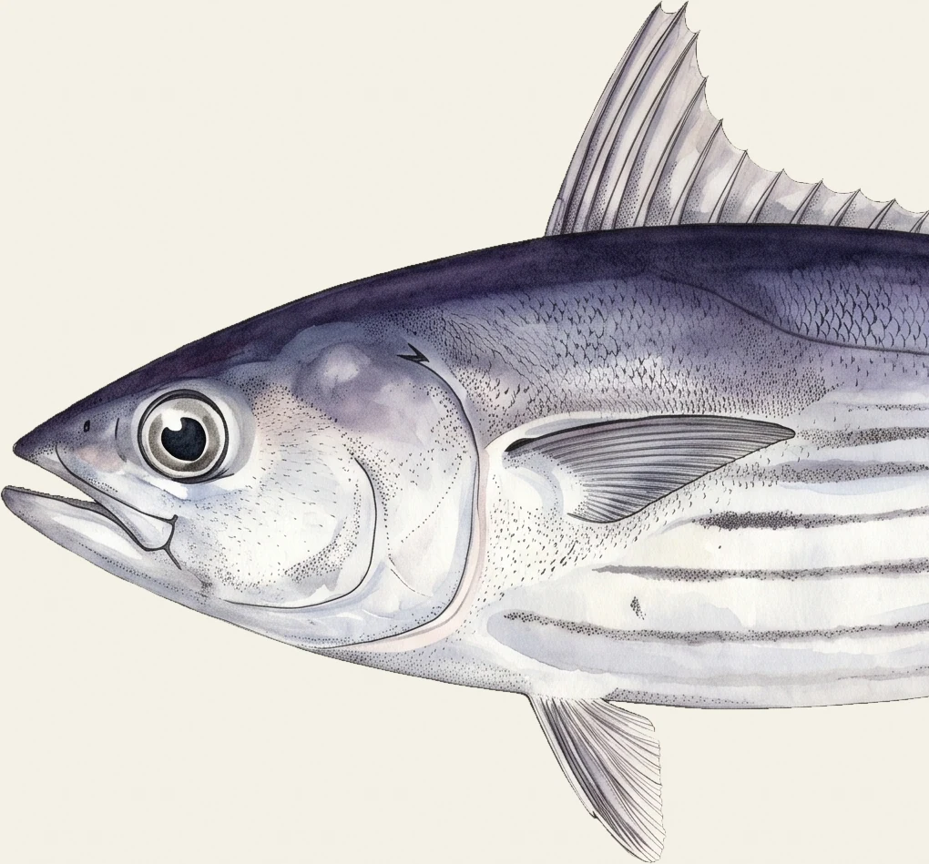 Detail of the Skipjack Tuna illustration at full resolution