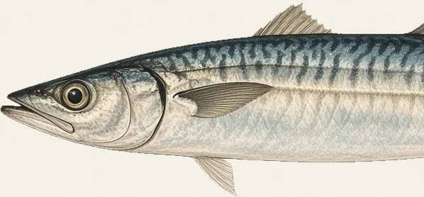 Detail of the King Mackerel illustration at full resolution