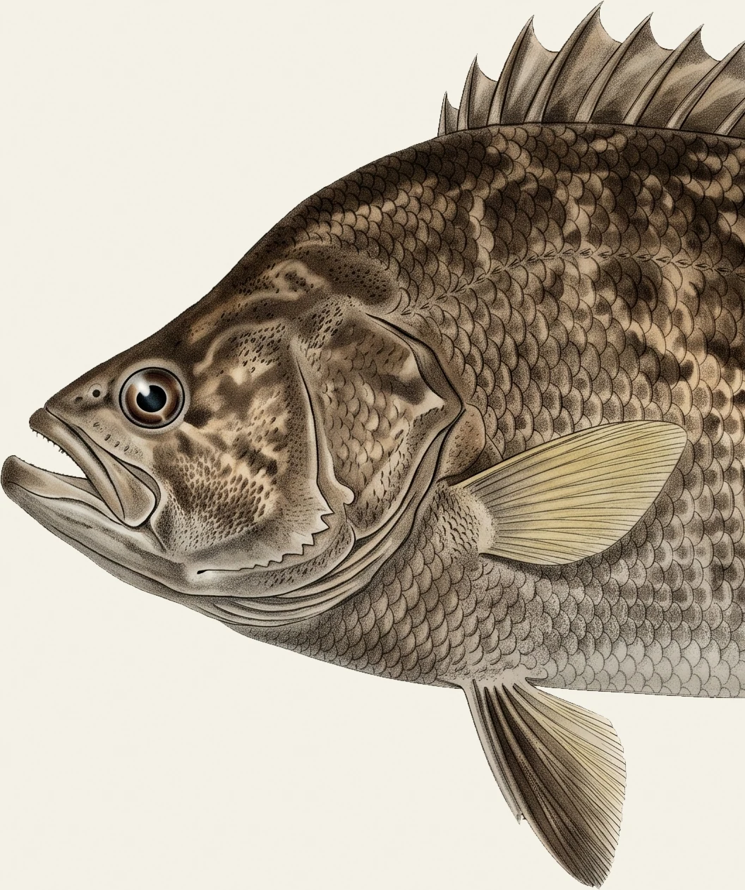 Detail of the Tripletail illustration at full resolution