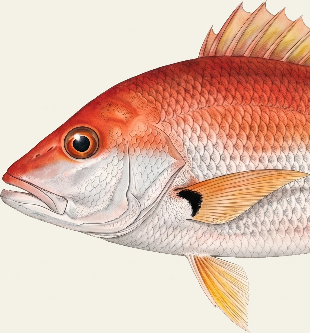 Detail of the Blackfin Snapper illustration at full resolution