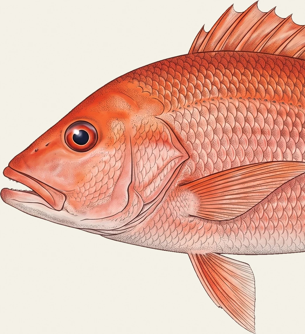 Detail of the Red Snapper illustration at full resolution