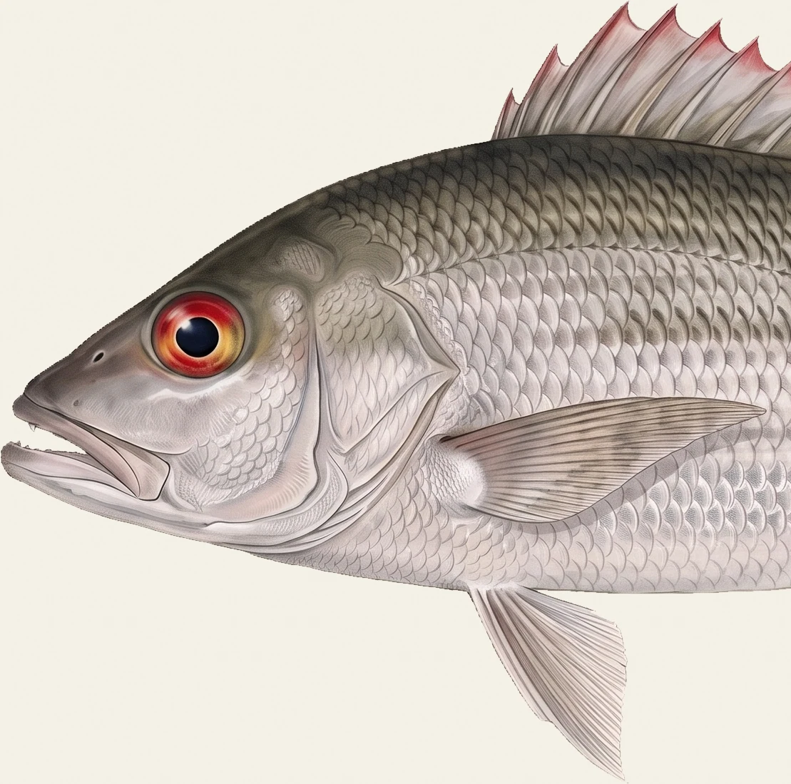 Detail of the Mahogany Snapper illustration at full resolution