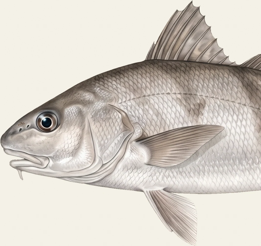 Detail of the Southern Kingfish illustration at full resolution
