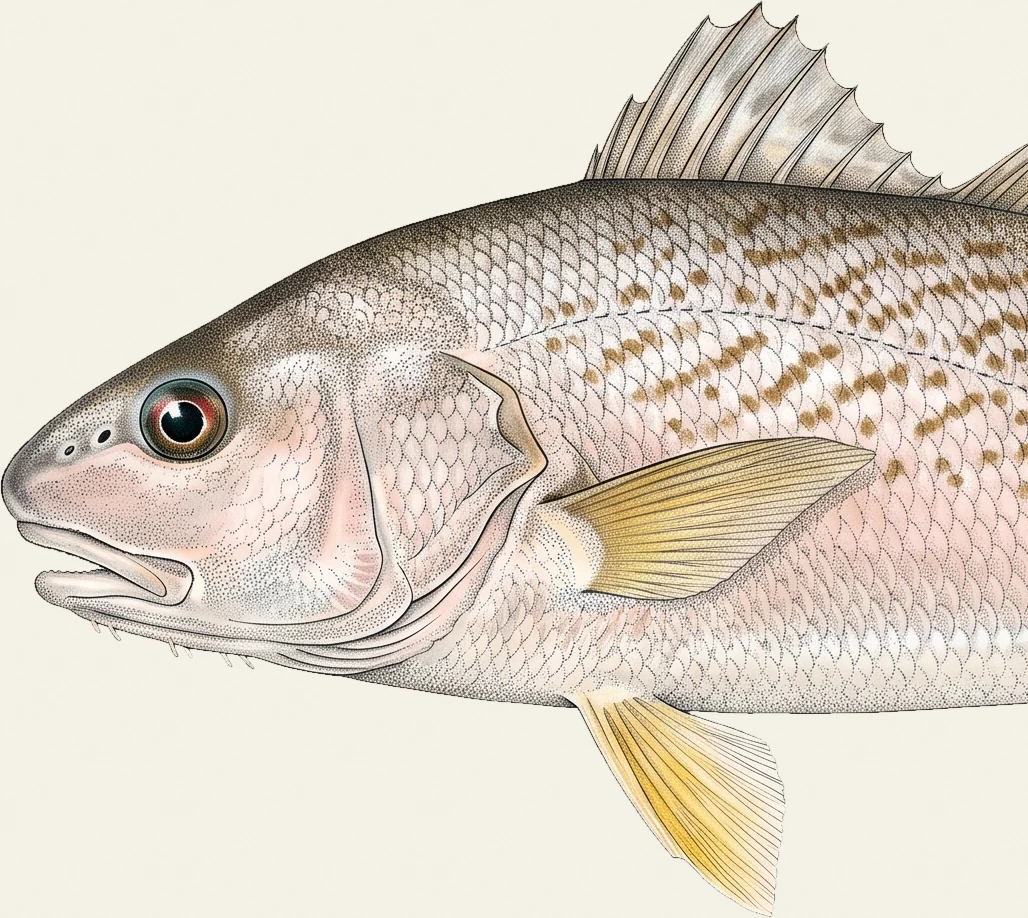 Detail of the Atlantic Croaker illustration at full resolution