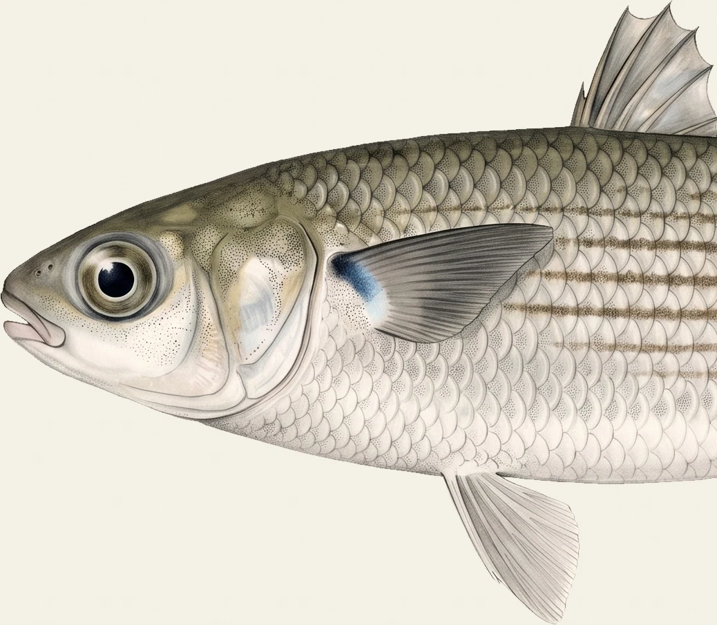 Detail of the Striped Mullet illustration at full resolution