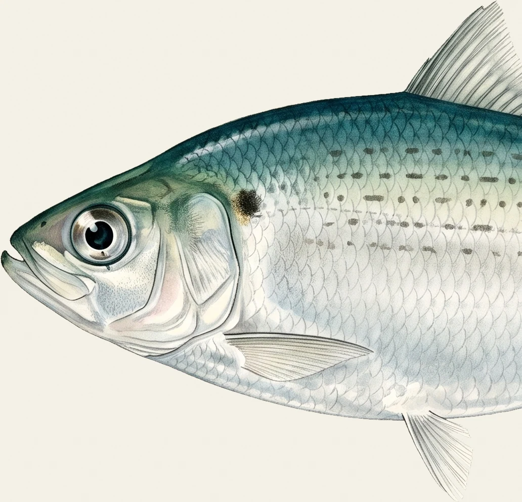 Detail of the Atlantic Thread Herring illustration at full resolution