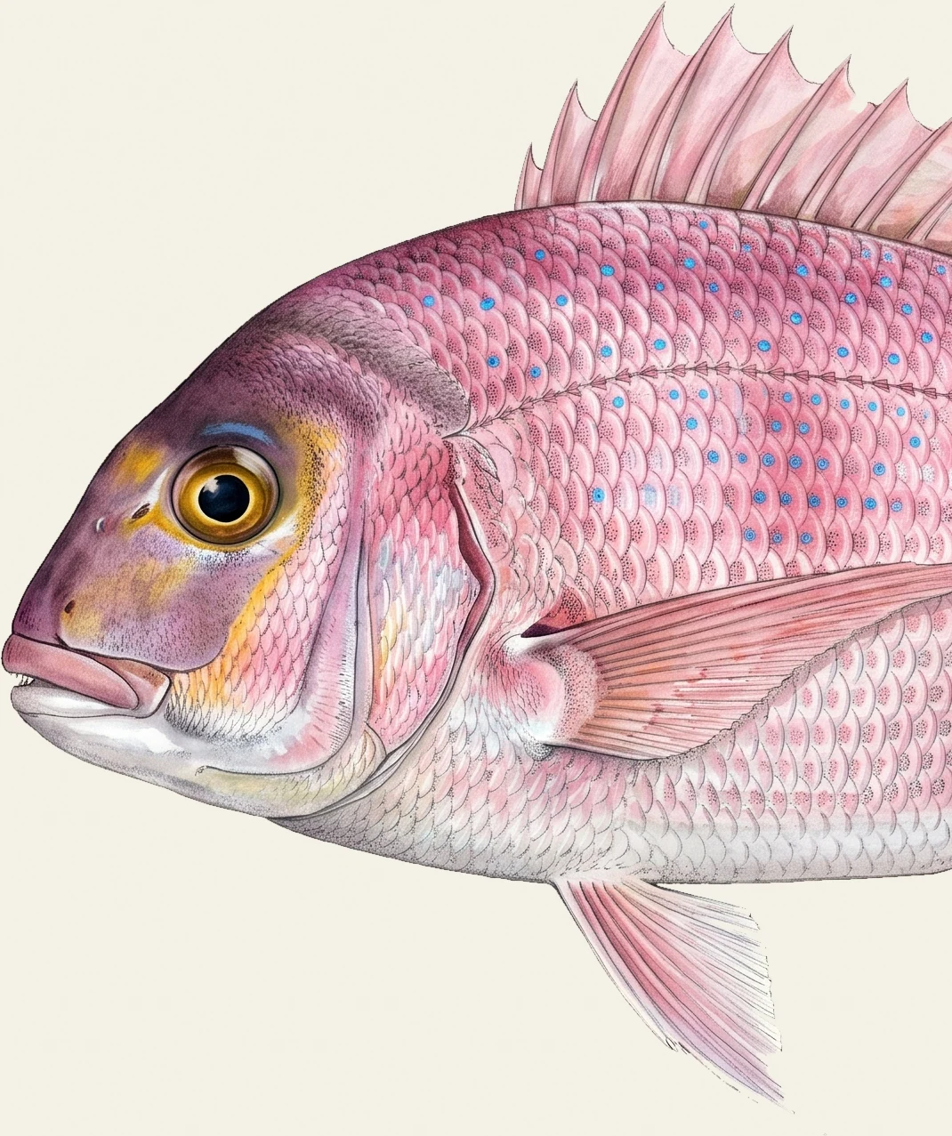 Detail of the Red Porgy illustration at full resolution