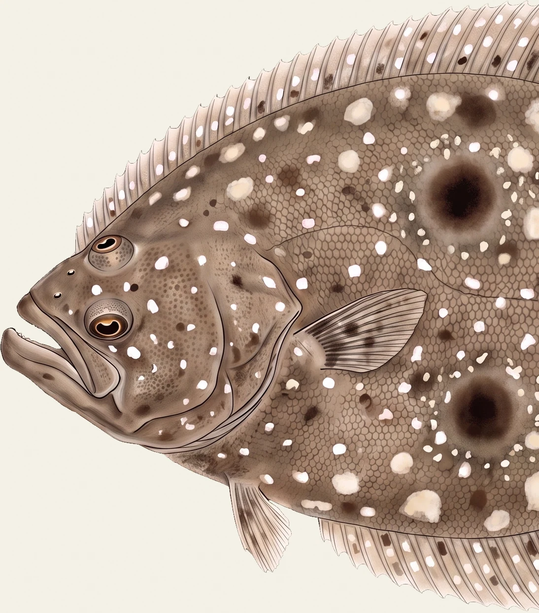 Detail of the Gulf Flounder illustration at full resolution