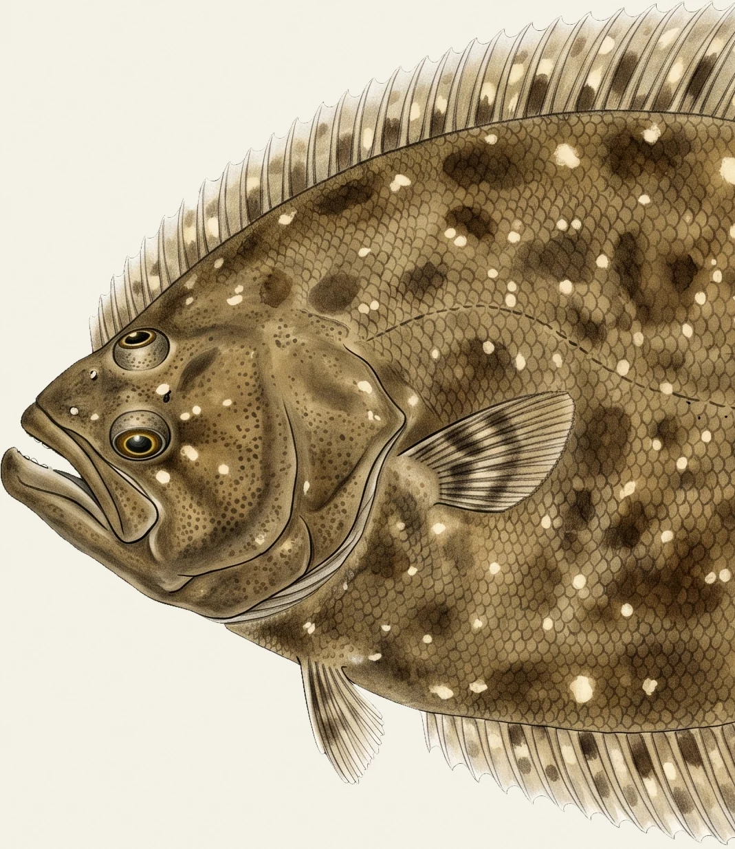 Detail of the Southern Flounder illustration at full resolution