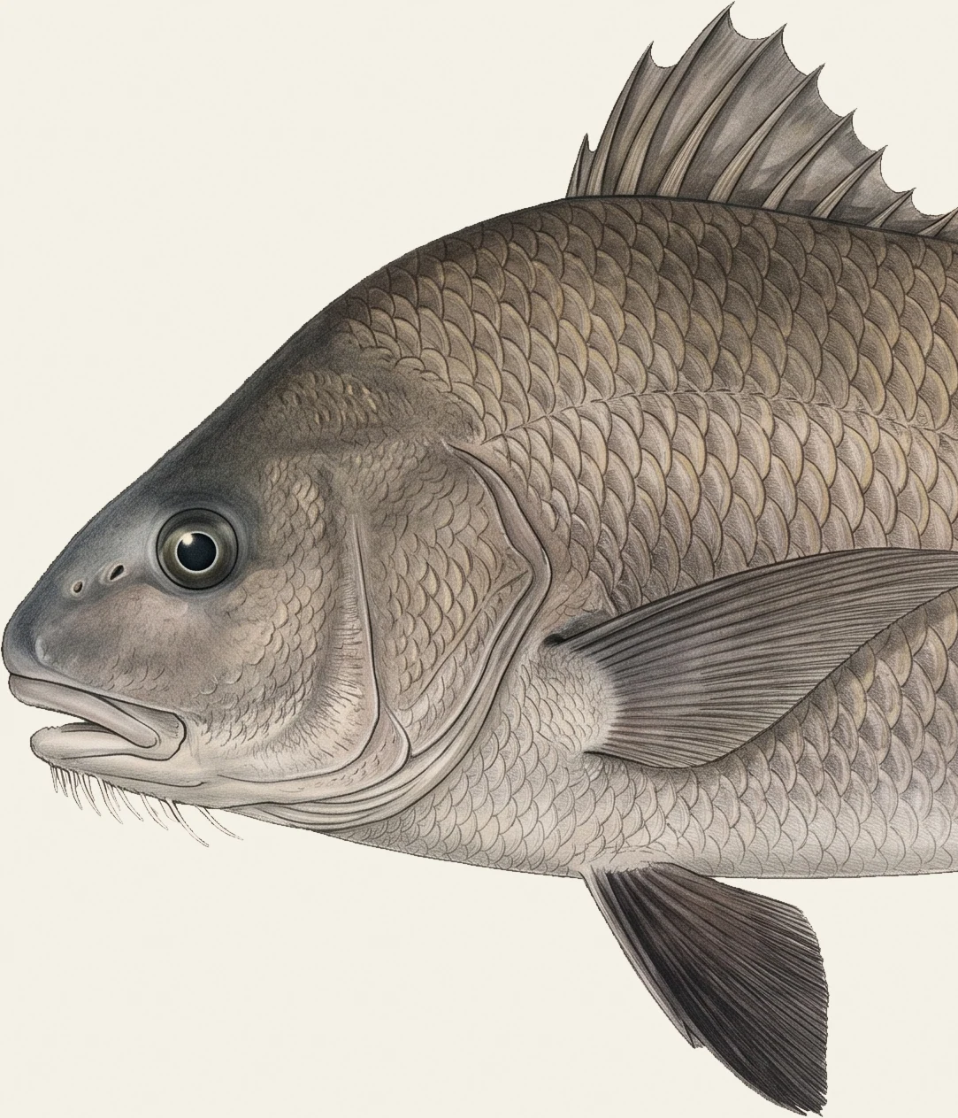 Detail of the Black Drum illustration at full resolution