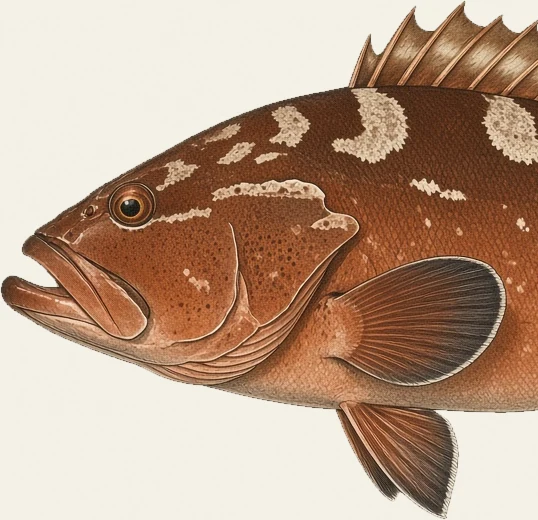 Detail of the Red Grouper illustration at full resolution