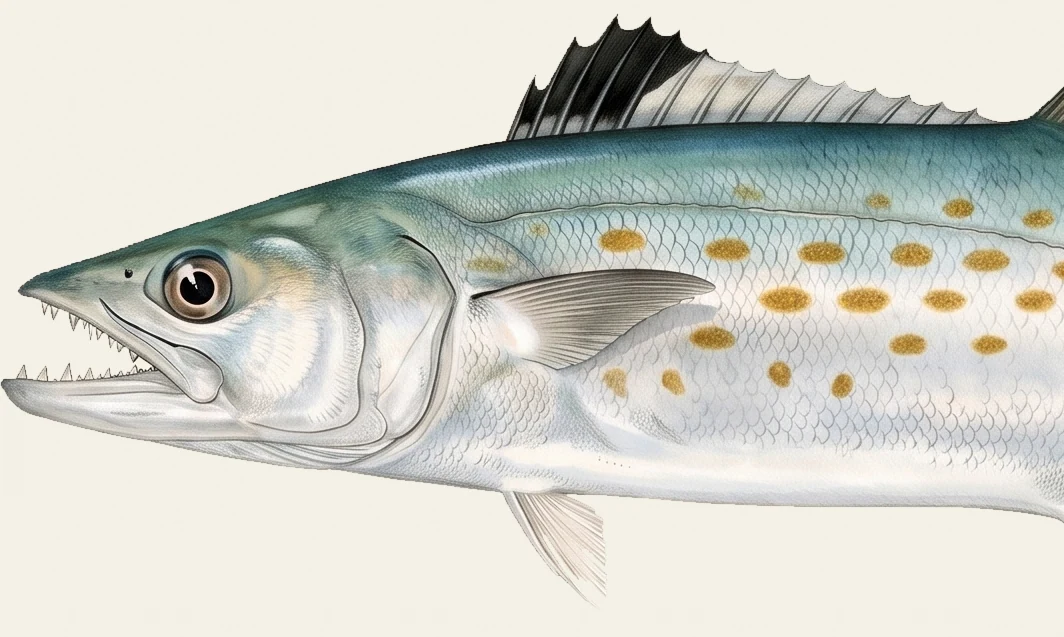 Detail of the Spanish Mackerel illustration at full resolution