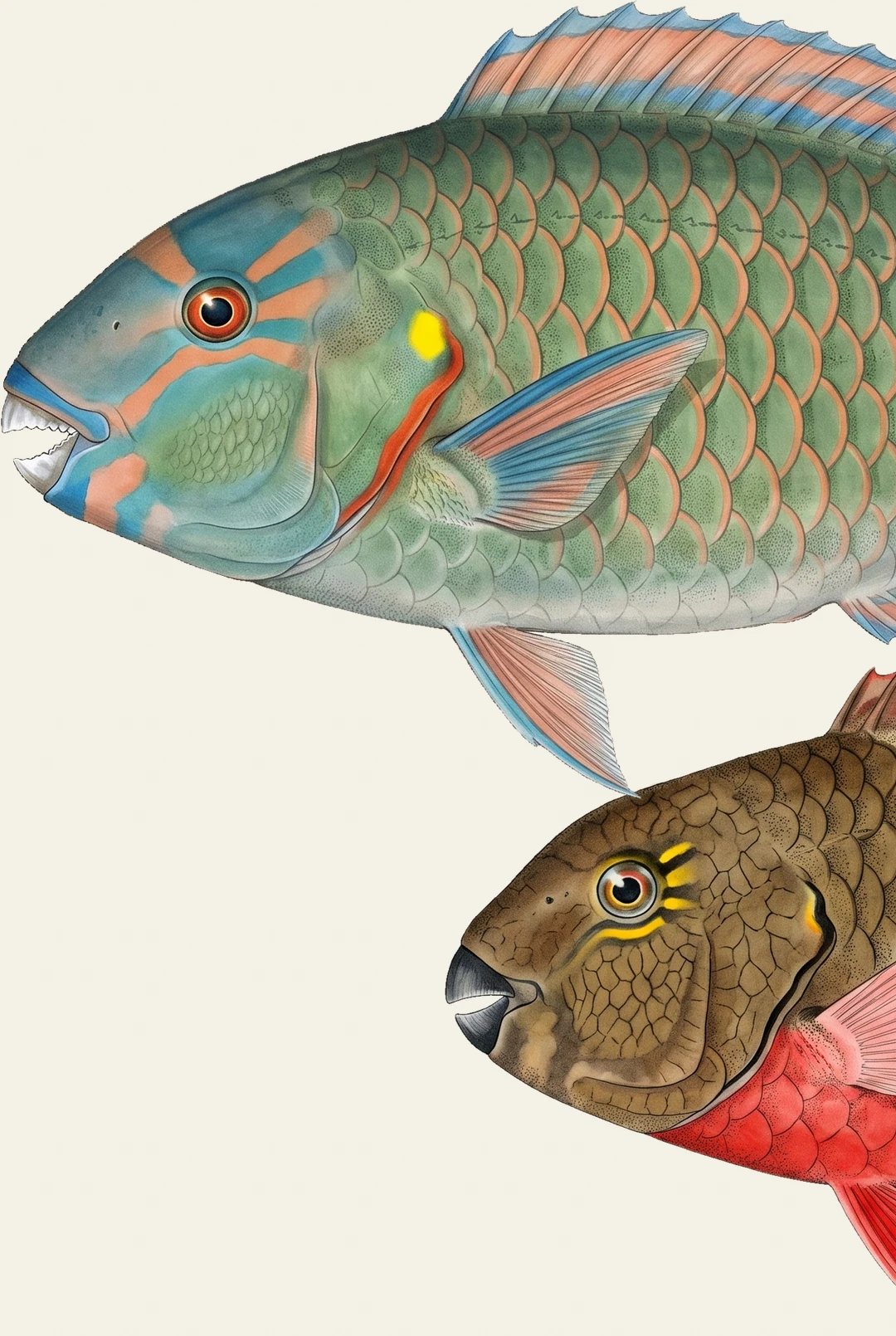 Detail of the Stoplight Parrotfish illustration at full resolution