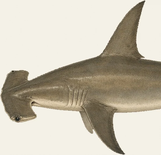 Detail of the Great Hammerhead illustration at full resolution