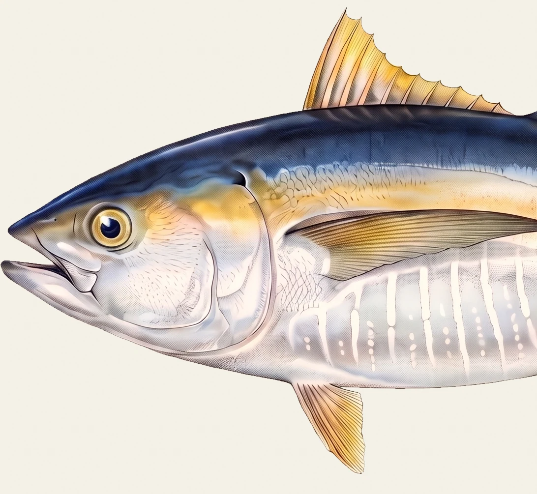 Detail of the Yellowfin Tuna illustration at full resolution