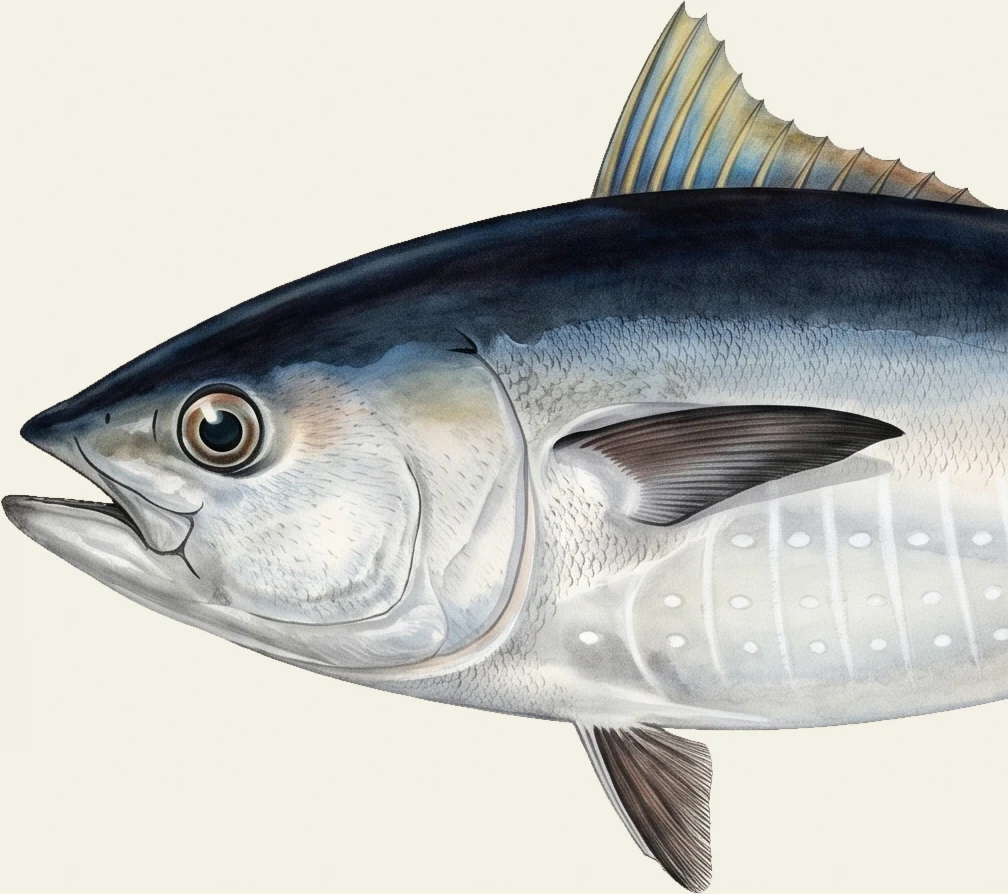 Detail of the Atlantic Bluefin Tuna illustration at full resolution