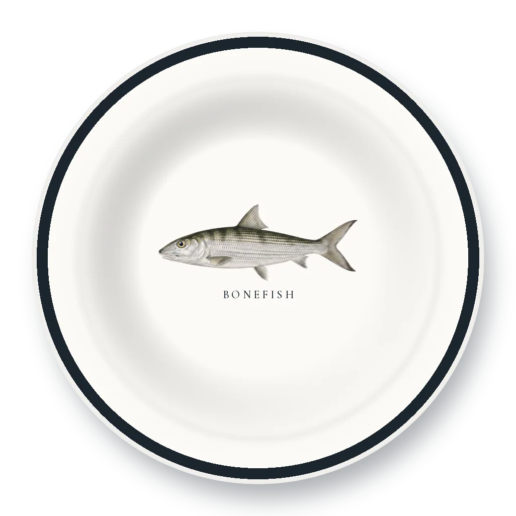 Enamel Bowl with Bonefish illustration