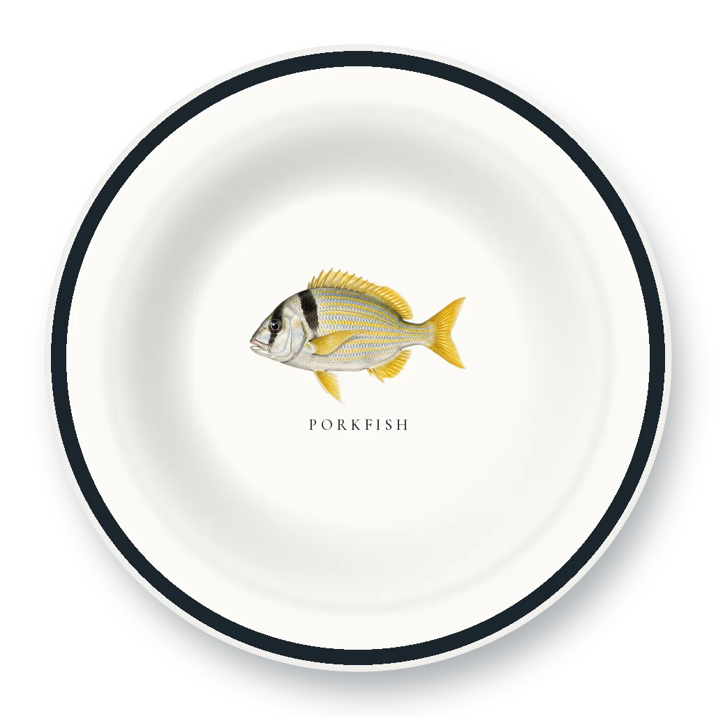 Enamel Bowl with Porkfish illustration