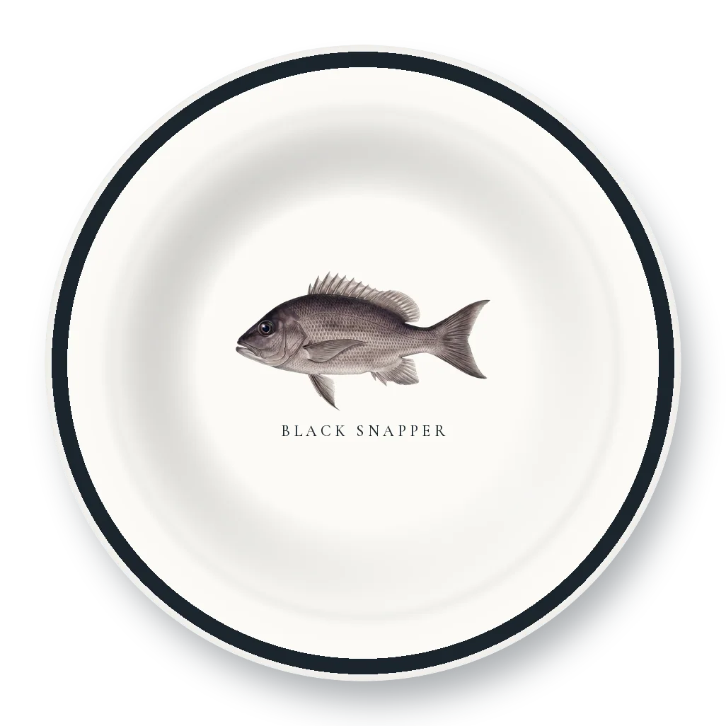Enamel Bowl with Black Snapper illustration