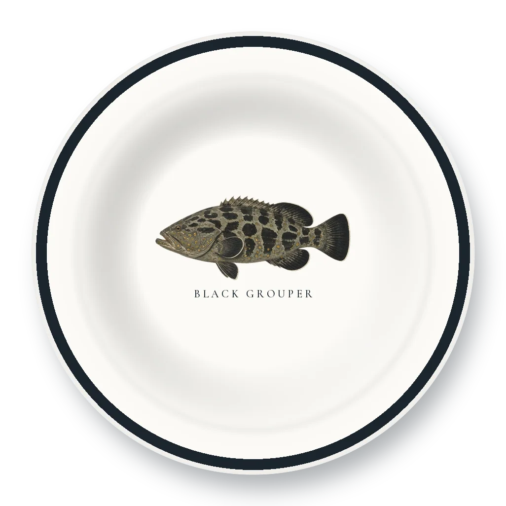 Enamel Bowl with Black Grouper illustration