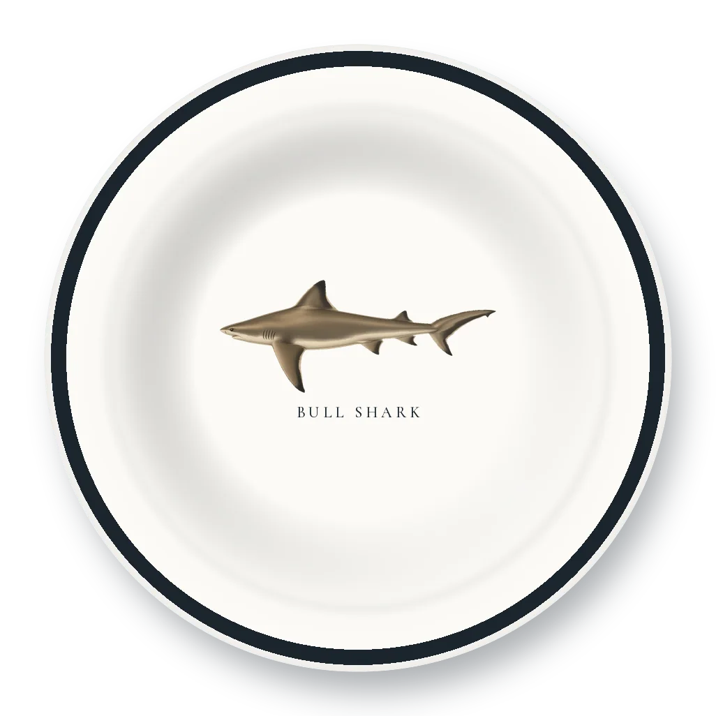 Enamel Bowl with Bull Shark illustration