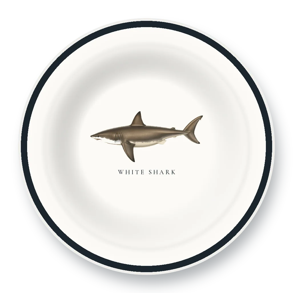 Enamel Bowl with White Shark illustration