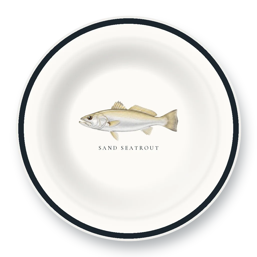 Enamel Bowl with Sand Seatrout illustration