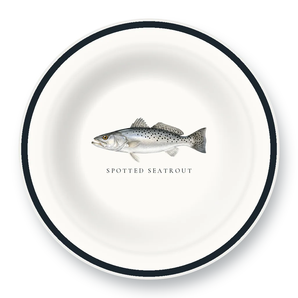 Enamel Bowl with Spotted Seatrout illustration